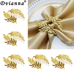 12Pcs Gold Silver Leaf Napkin Rings Holder Fall Napkin Buckle for Thanksgiving Wedding Party Home Kitchen Home Table Decor HWL88