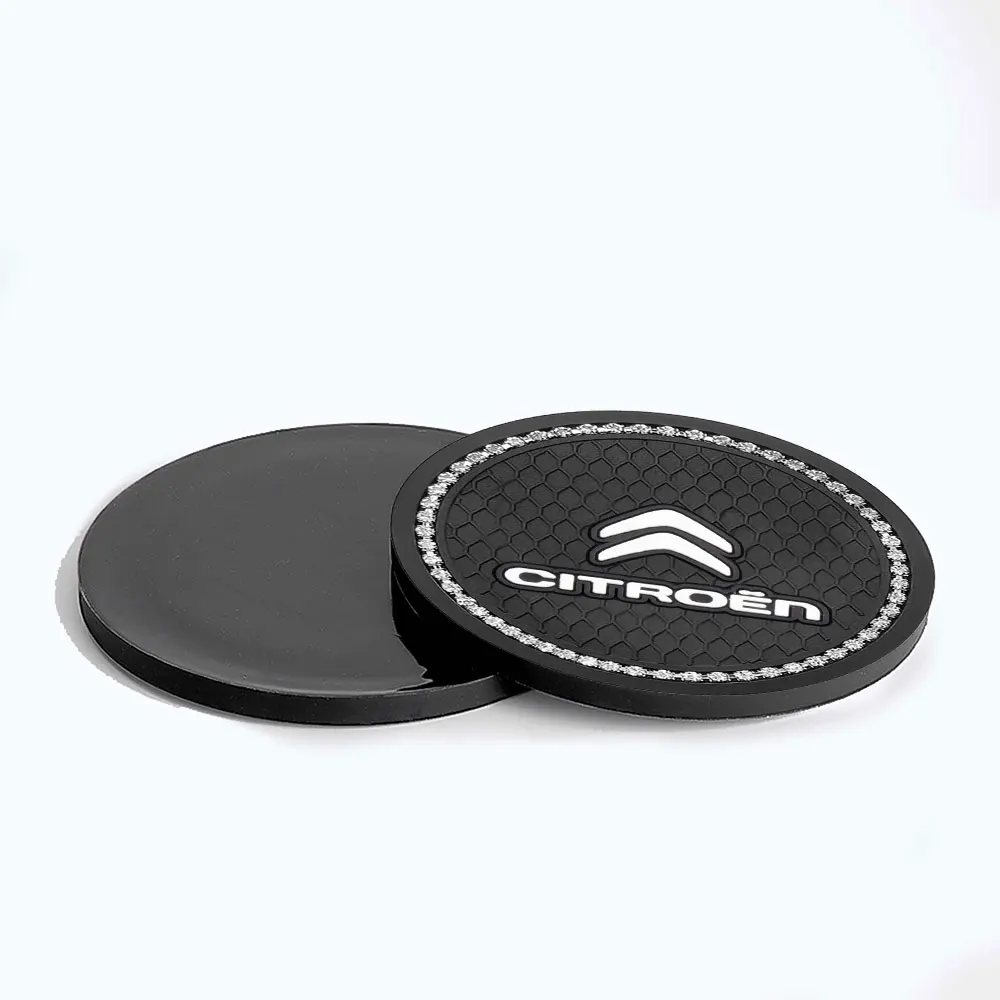 2pc Car Water Coaster Holder Anti-slip Diamond Rubber Mat Car Interior Accessories For Citroen C1 C2 C3 C4 C4L C-ELYSEE C3-XR