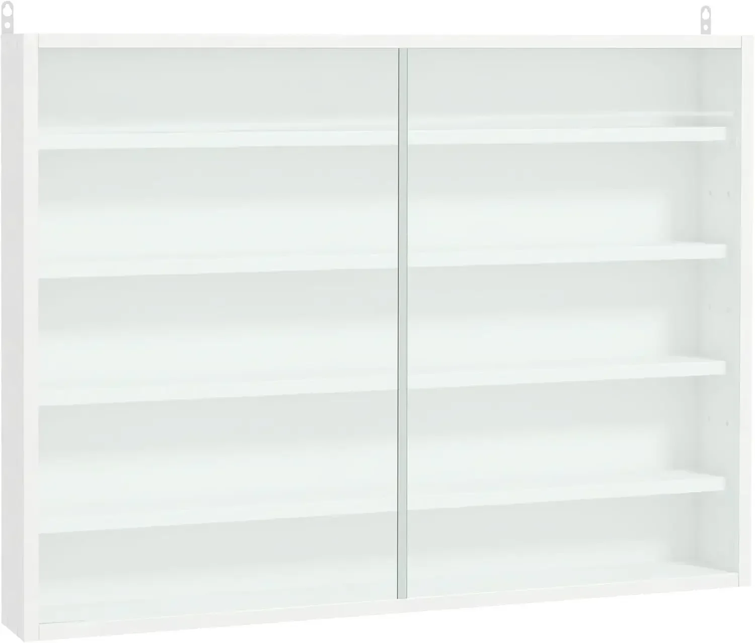 

5-Tier Display Cabinet, Glass Display Case with 2 Doors and Adjustable Shelves, Wall-Mounted, White