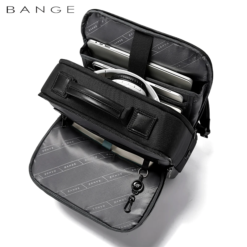 BANGE 2023 New Design Large Capacity USB Rechargable Travel Backpacks Men 15.6 in Laptop Backpack Waterproof Bag for Male