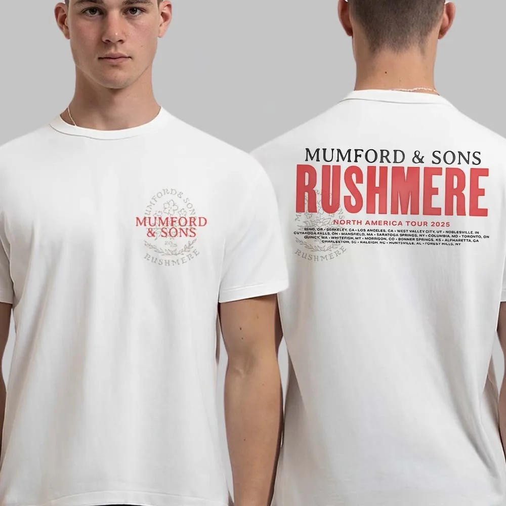 Mumford And Sons Rushmere North America Tour 2025 Bone Stamp Print T-Shirt