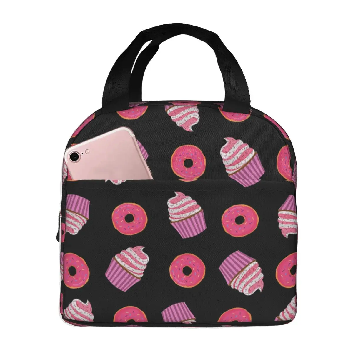 Playful Donut And Cupcake Insulated Lunch Bag for Kids School Cooler Thermal Food Box Tote Portable Lunch Boxes Container