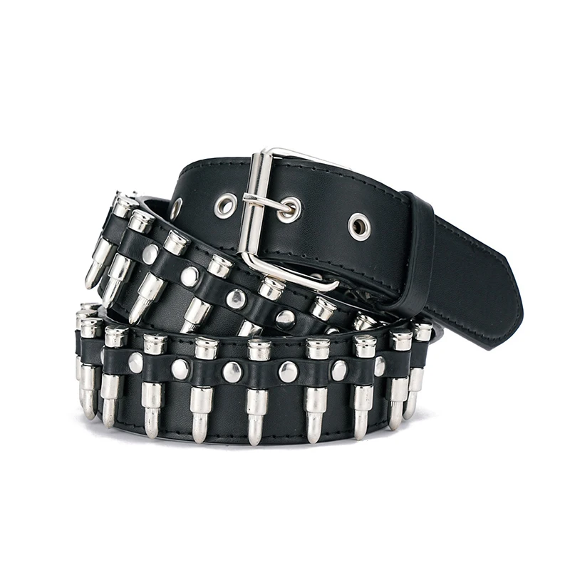 Fashion New Bronze Bullet Belt Metal Belt Men And Women Punk Hardware Jeans Belt Y2K Belt Designer Belt Women's Belt