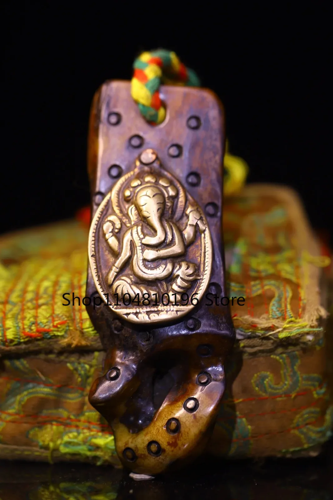 Gabbra Cinnabar Ganesha Buddha Card Kapala Pendant Amulet Dharam Town house