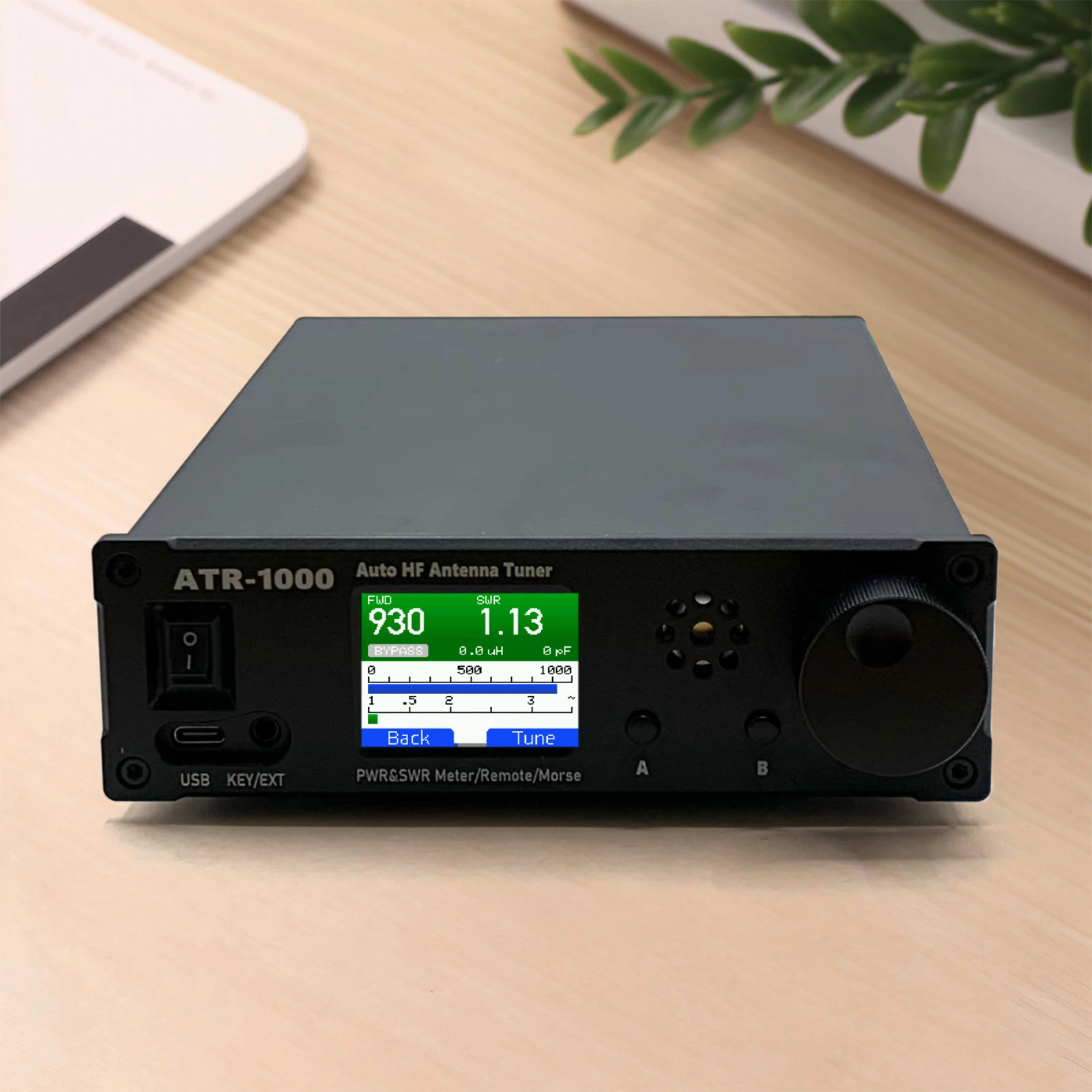 AMNVOLT ATR1000 1000W 1.8-30MHz Sintonizador de antena automático 1.8In Tela TFT Receptor de rádio de banda de onda completa leve para YAESU ICOM