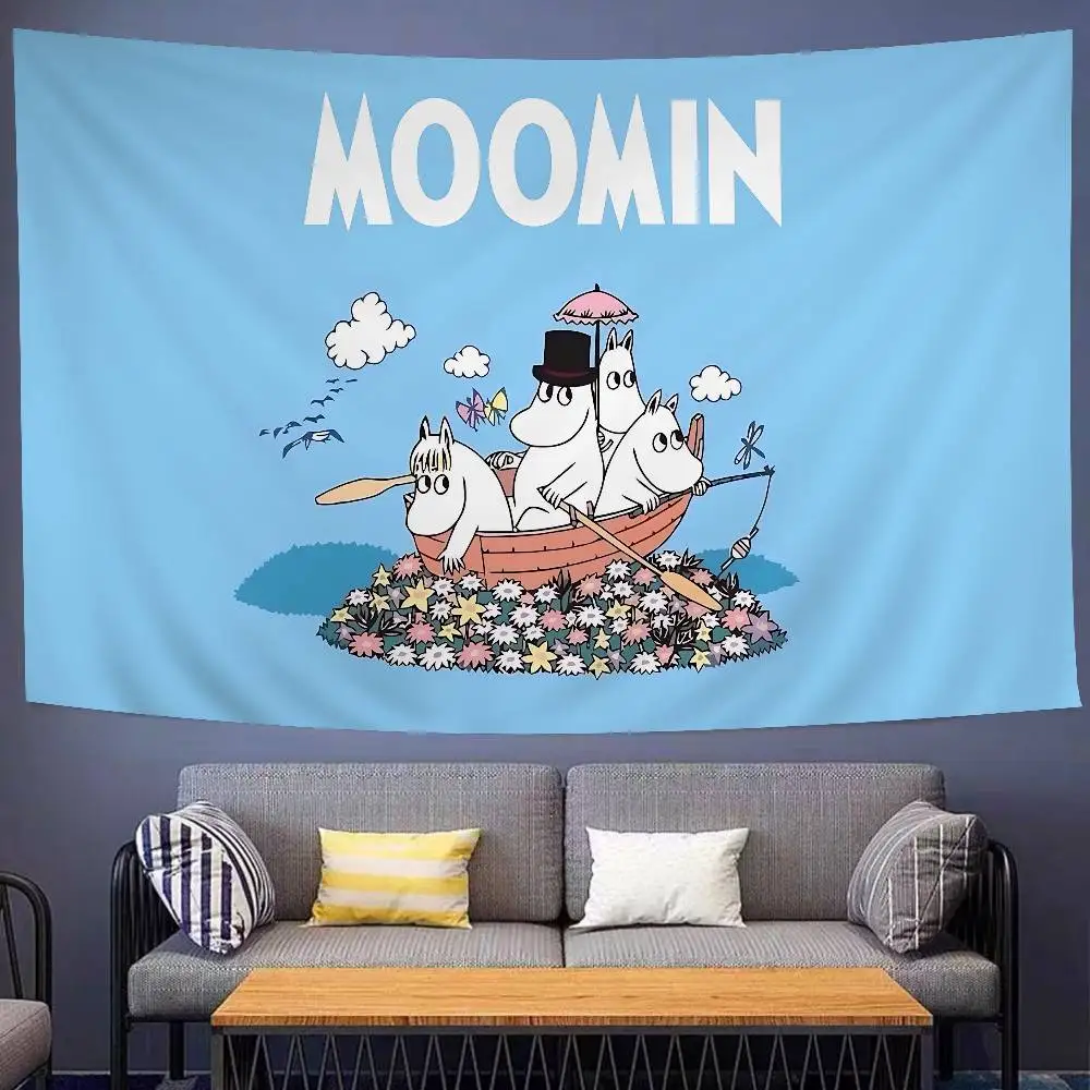 Moomin Cartoon Tapestry Art Science Fiction Room Home Decor Wall Hanging Sheets