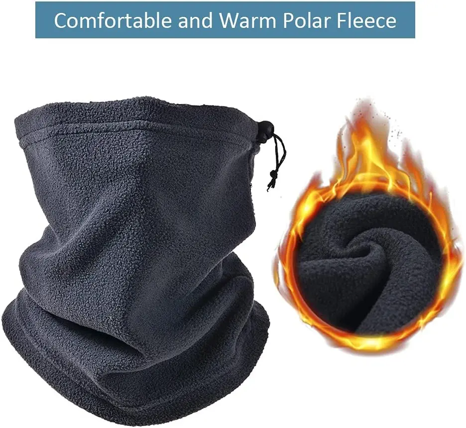 

Men's Neck Warmer, Winter, Cold Protection, Thermal, Ultra Flexible, Adjustable Cord Included, Solid, Neck Warmer, Stretchable