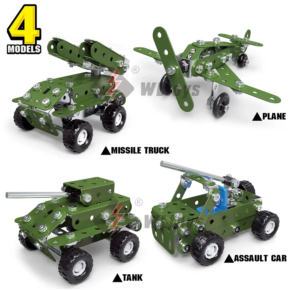 166pcs Metal Building Military Series Assembly Toys For Kids, Erector Set Military Vehicles Model, Steam Gift For Model Military