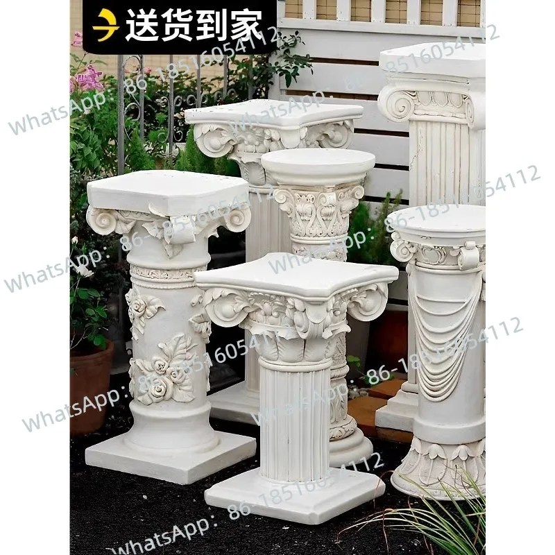 

Roman Column Ornament Flower Stand Wedding Resin Display Table European Edge Table Retro Decorative Plaster Roman Column