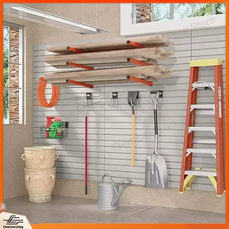 2Pcs Firewood Storage Rack Indoor Wall Mount Wood Rack Organizer Lumber Storage Shelf Garage Metal Rack for Home Yard Patio