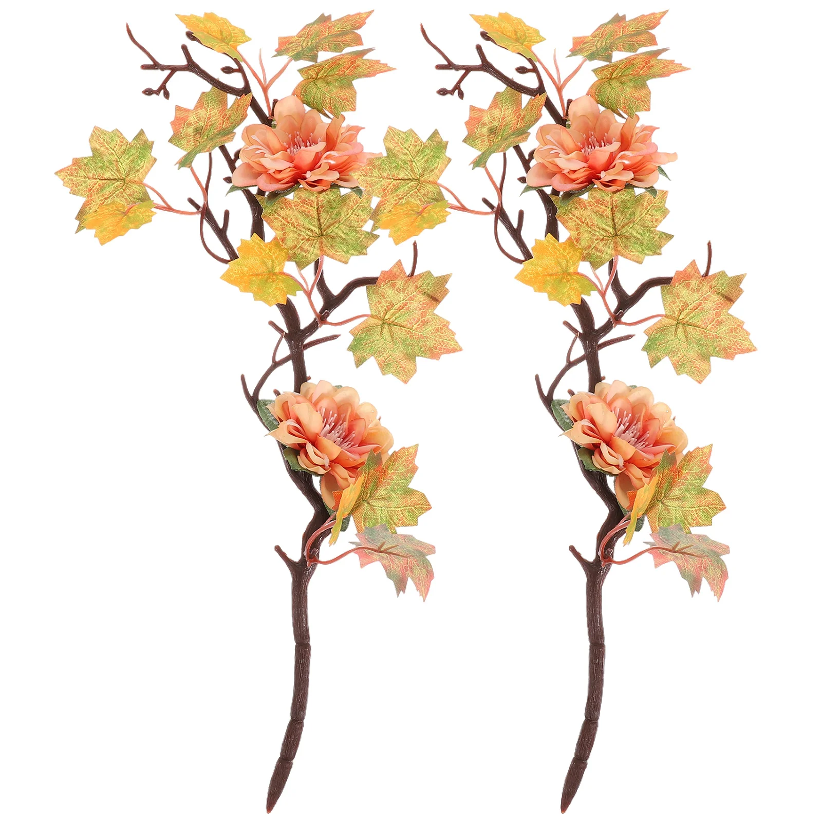 

2Pcs Artificial Maple Leaf Stems Fall Decor Autumn Faux Leaves Home Bedroom Decorations Halloween AccessoriesReusable Plastic