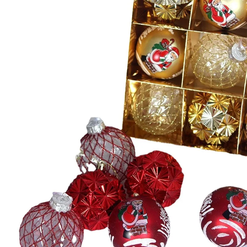 كرات زخرفة شجرة عيد الميلاد ، الكرتون سانتا كلوز ، كرات عيد الميلاد الخضراء مطلي ، ديكور حفلة المنزل ، 8 سنتيمتر ، 9 قطعة ، 2024