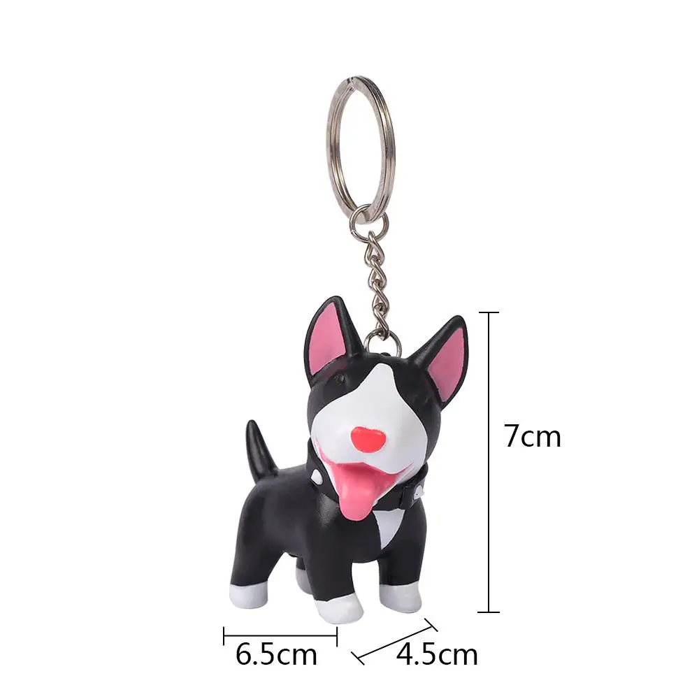 Trinkets Anime Holder PVC Figure Cute Toys Terrier Bull Dog Keychain for Car Accessories Key Ring Hand-painted