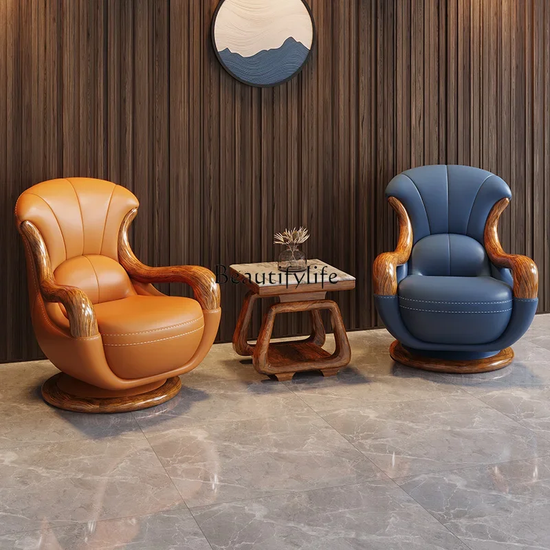 

02 ls 18Modern new Chinese ebony top layer cowhide European simplicity Italian minimalism