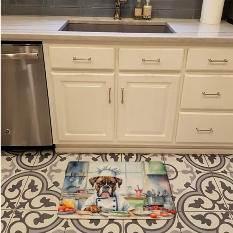 

Charming Boxer The Chef Memory Foam Kitchen Mat Machine Washable Anti-Fatigue Cushion Comfort Bath Mat & Kitchen Rug