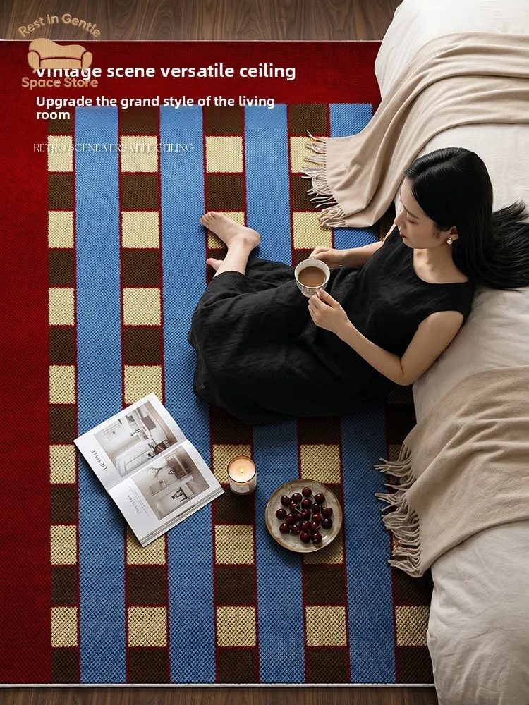 Bauhaus carpet living room 2026 new sleeping and sitting antique retro plaid sofa floor mat free of care