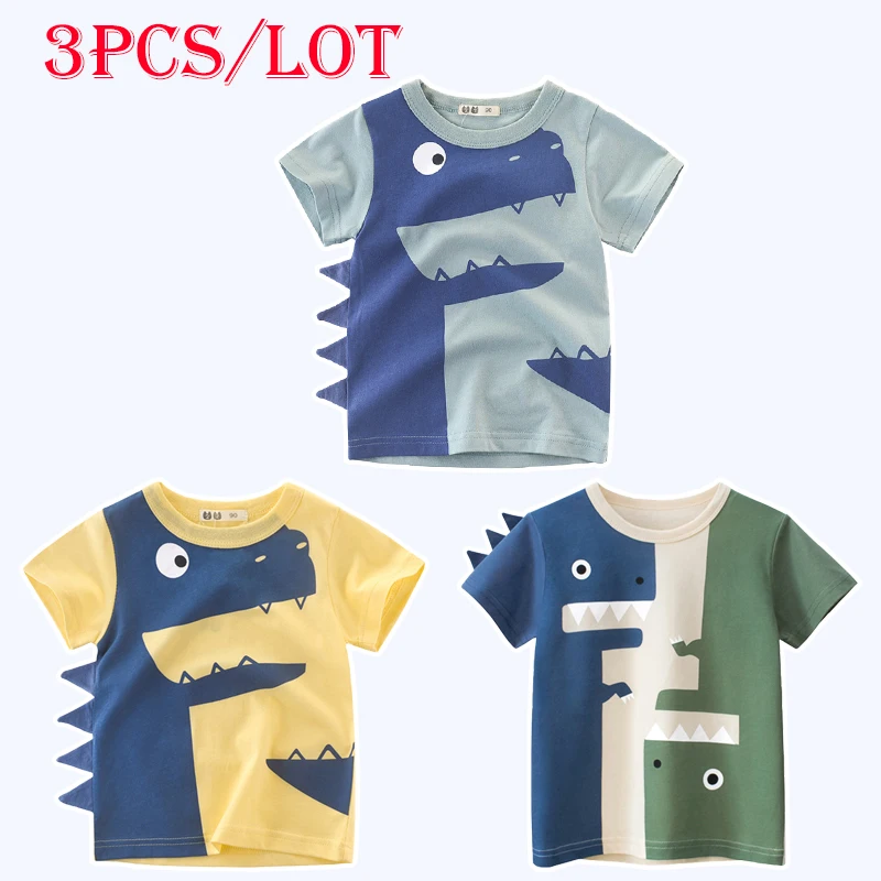 

2/3pcs Children Short Sleeve T-shirts Korean Version Kids Clothing Boy Baby Cotton Tees 2-9 Years Summer Cartoon Tops 아동 반팔티