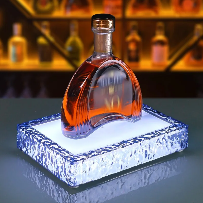 Bar luminous ice pattern wine seat tequila foreign wine display stand acrylic charging KTV atmosphere luminous base