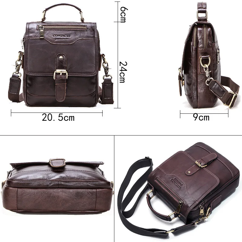 Men\'s Crossbody Bag Genuine Leather Small Shoulder Sling Bag Messenger Multifunctional FashionTote Bag Handbag for Men