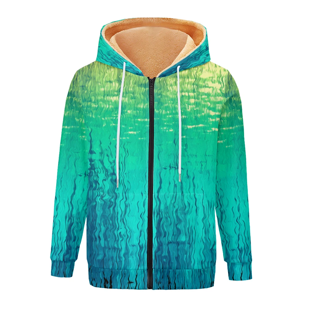 Chaqueta de mujer con gradiente de arte fluido, abrigos estampados con cremallera, sudadera con capucha, forro polar para invierno ​ Ropa de calle cálida para motocicleta