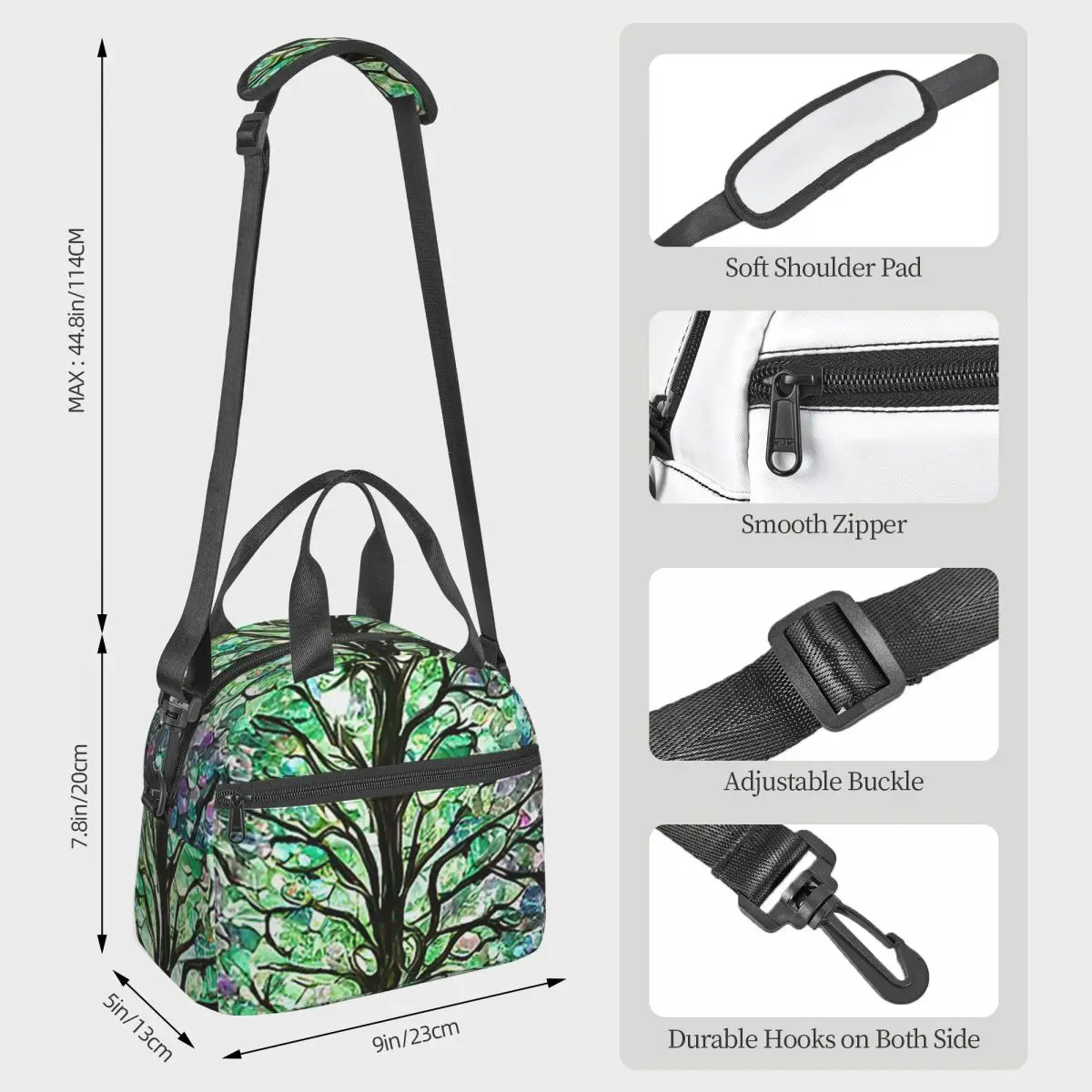 Magic Green Tree Lunch Bags Insulated Bento Box Portable Lunch Tote Resuable Picnic Bags Thermal Bag for Woman Children Work