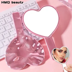 Eyelash Extension Handheld Makeup Mirror High Definition Heart Shape Hand Vanity Mirror For Women's Makeup Cosmetic Beauty Tools