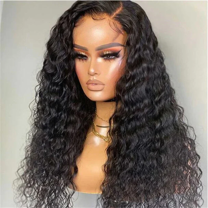 

Black Natural PrePlucked 26" 180 Density Kinky Curly Lace Front Wig For Black Women With Baby Hair Lace Frontal Wigs Daily Wig