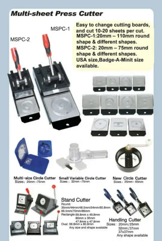 Multi-sheet Manual Press Badge Button Paper Cutter MSPC-2