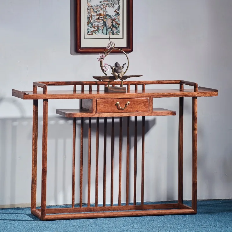 New Chinese-style entrance table, hedgehog red sandalwood, solid wood bridge table, simple entrance table, furniture against