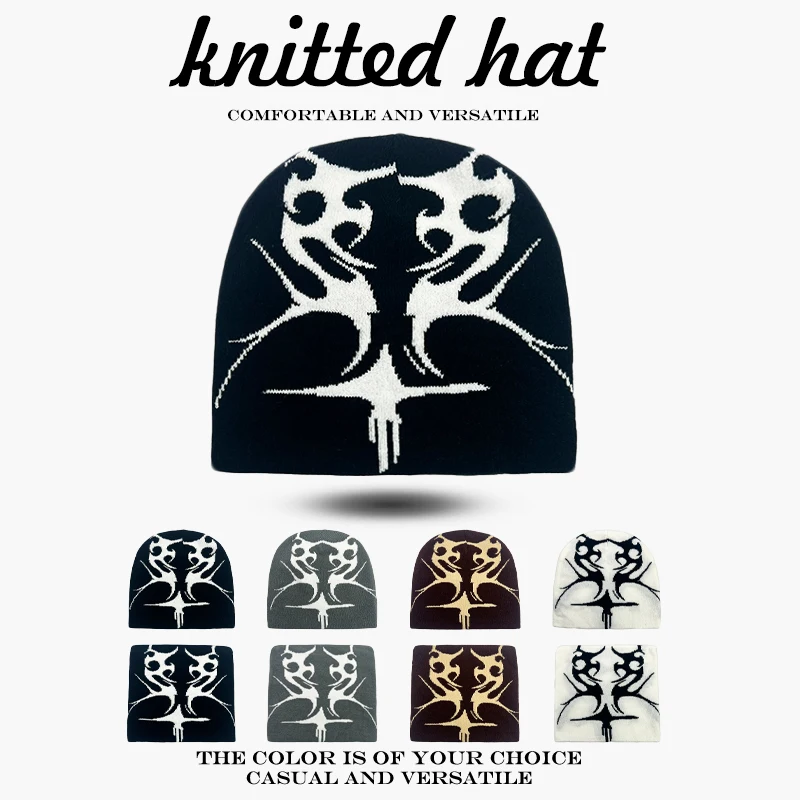 Warm Personal Fashion Hip-hop Beanies Street Versatile Outdoor Retro New Men Women European Style Jacquard Flame Knitted Hats