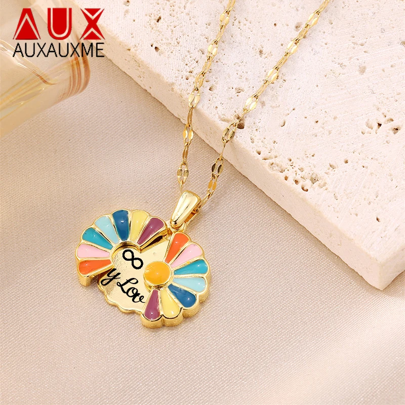 

Индивидуальный кулон Auxauxme с гравировкой и эффектом капель масла, в виде маргариток, открывающийся, креативный, с именем, праздничный сувенир для женщин, подарок на День матери