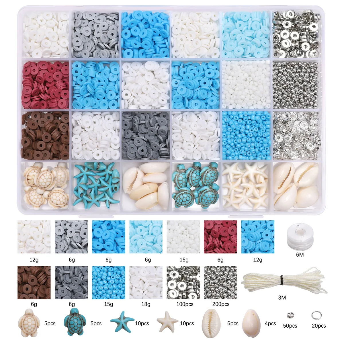 2680pcs Ocean Vacation Style Polymer Clay Beads Bracelet Making Kit beads For Unique Bracelet Necklce Making DIY Accessories