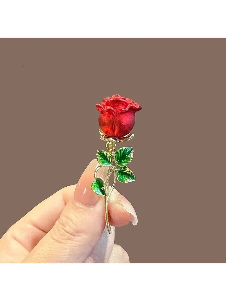 Легкая роскошная брошь в виде розы, женские аксессуары, темпераментные универсальные аксессуары для костюма