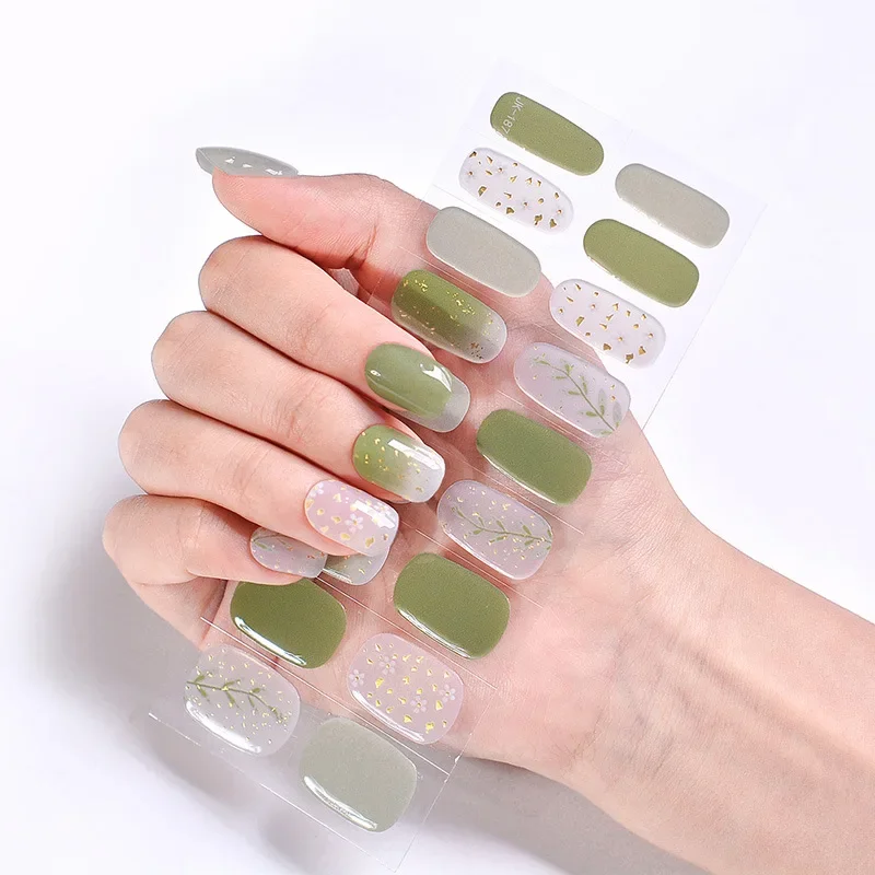 18 Tipps halb gehärtete Gel Nagellack UV-Lampe brauchen Aufkleber Nail Art Wraps Glitzer folie volle Abdeckung Nagel Streifen Maniküre Dekorationen