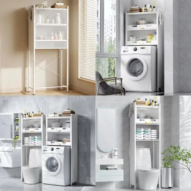 Multi-layer Waterproof Storage Rack Cabinet Above Washing Machine for Bathroom Laundry Room