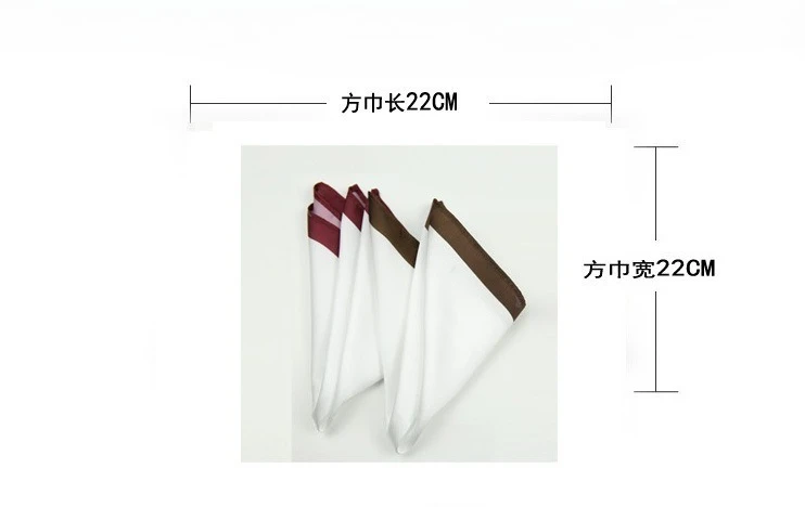22cm Pocket Square Black Red Edges Wedding for Groom Solid Multi-color Hand-rolled Printed