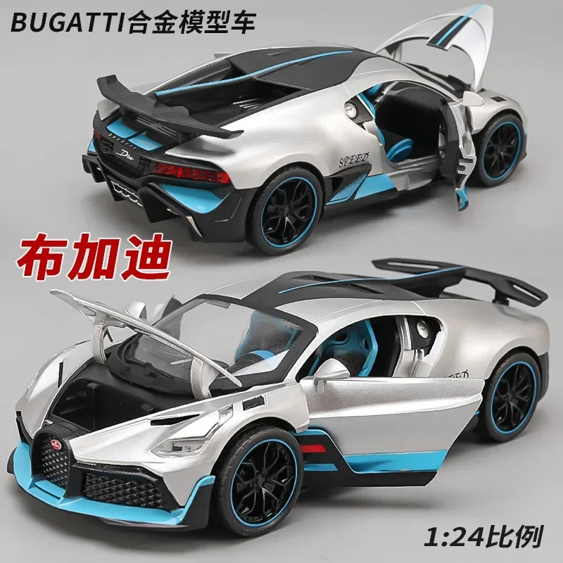 1:24 Bugatti DIVO Simualtion Sports car Model with Sound Light Children Boy Diecast Toy Vehicle Collection Miniature