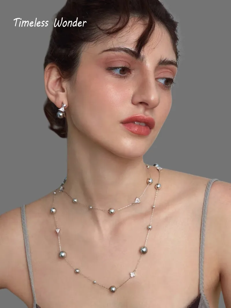 Timeless Wonder Fancy Zircon Geo Glass Pearl Stud Earrings Women Designer Jewelry Trendy Gift Top Classy Simple Neat 5133