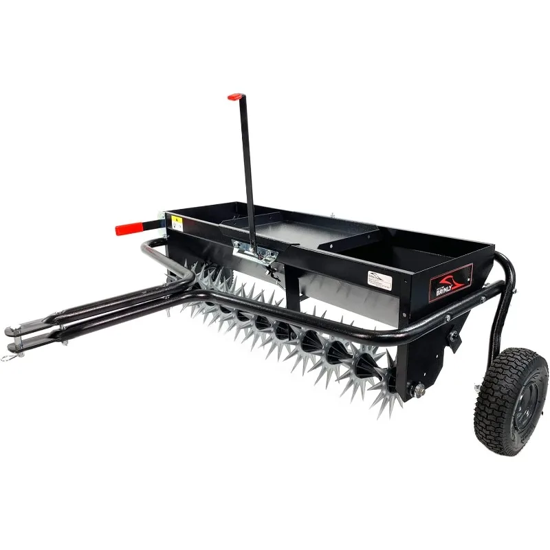 Tow Behind Combination Aerator Spreader with Weight Tray, 40-Inch, Flat Black