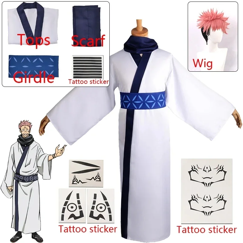 Anime Jujutsu Kaisen Ryomen Sukuna Japan Kimono Uniform Outfits Cosplay Kostüm Weihnachten Karneval Pu 'er Festival Party Geschenke