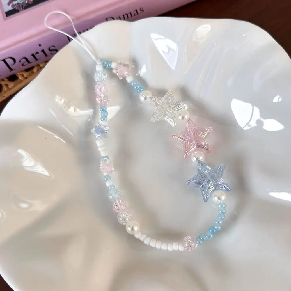 

Beaded Pendant Y2K Mobile Phone Charms Anti Lost Heart Clouds Stars Phone Strap Key Ring Korean Phone Lanyard Backpack Ornament