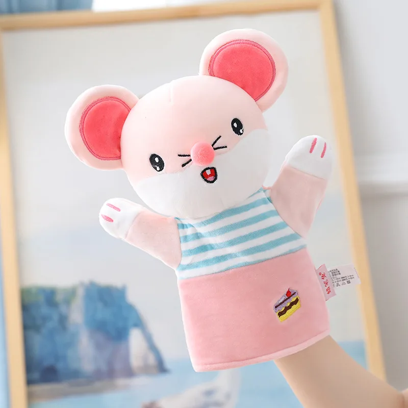 Cartoon Handpop Leuke Tease Baby Kind Dierentuin Pluche Dier Handschoen Marionet Vingerzak Gevulde pop Grappige Kinderen Verjaardagscadeau