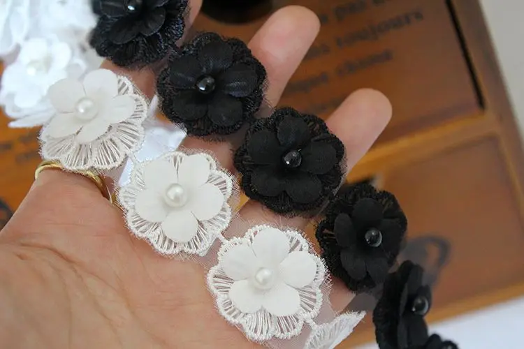 Exquisite Organza Embroidered Beaded Flowers Lace Patches for Girls, Headwear, Hat, Shoes, Clothes, Skirts, Applique, Sewing Dec