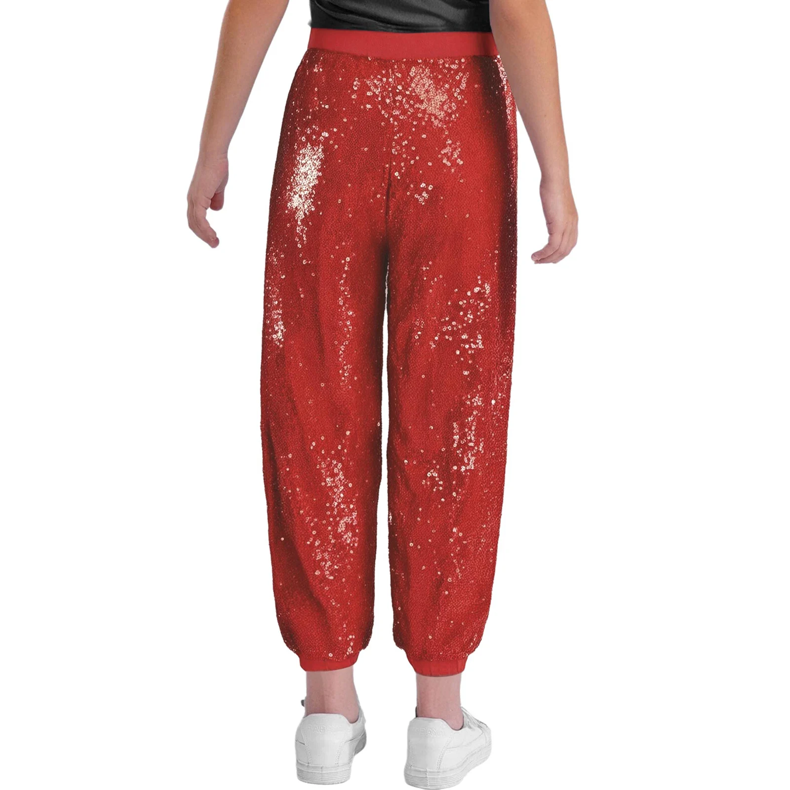 Kids Girls Sequined Jazz Modern Dance Pants Street Hip-Hop Stage Performance Costumes Sparkly  Elastic Waistband Bloomers Pants