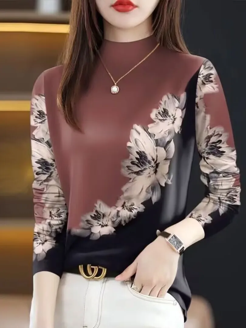 Large Size New Style Women's Long Sleeve T-Shirt Spring 2026 Anti-Aging Belly Covering High End Fashion Commute Ethnic Univer...