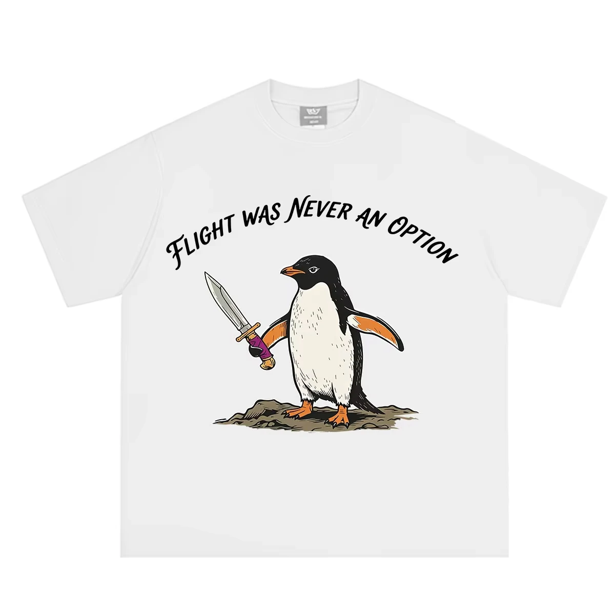 Penguin Flight Was Never An Option Funny Meme T Shirt Men Vintage Fashion T-shirt Summer Short-sleeved Hip-hop Cotton T-shirts