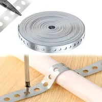 1 Roll Of 15M Galvanized Steel Tape Pre-Punched Multi-Slot Metal Tape For Pipe Support And Sheet Metal Work Hoop Sign Board
