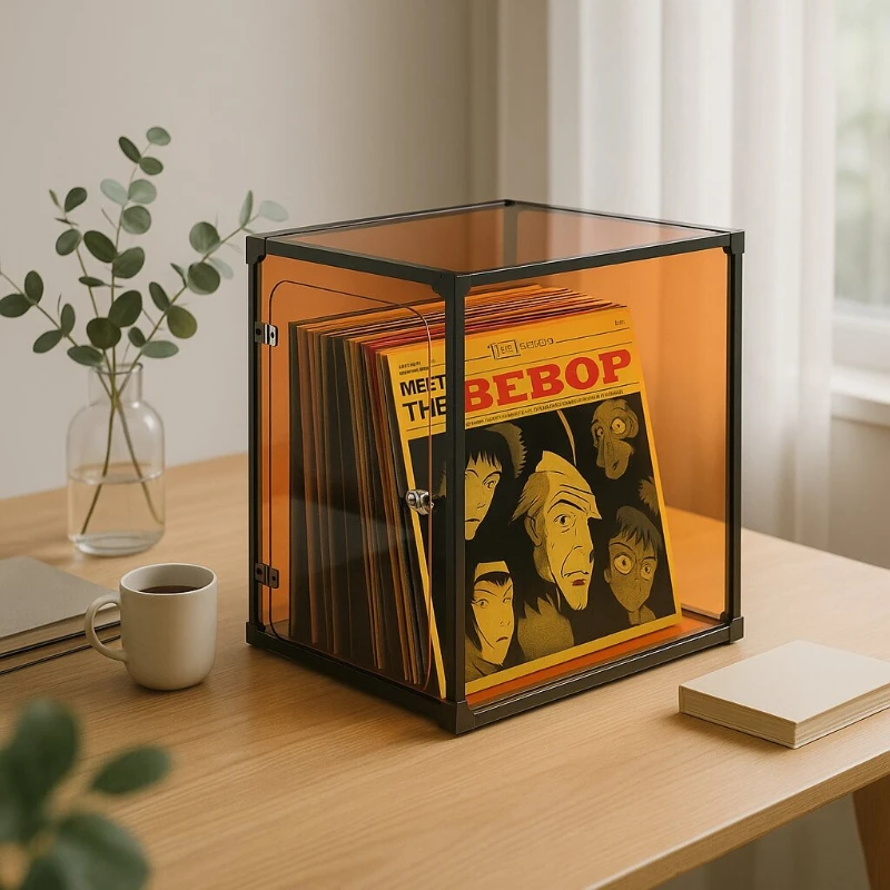 

Six-Sided Transparent Vinyl Record Storage Box, Durable Organizer Record Cabinet, Album Display Rack for Music Collectors