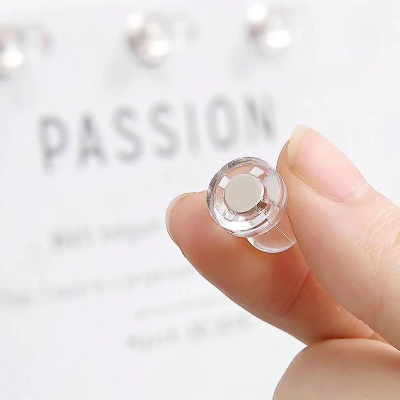 Minimalist Aesthetic Magnetic 4pcs Push Pins Crystal Transparent Fridge Magnet Photo Holder Korean Style Whiteboard Pegboard