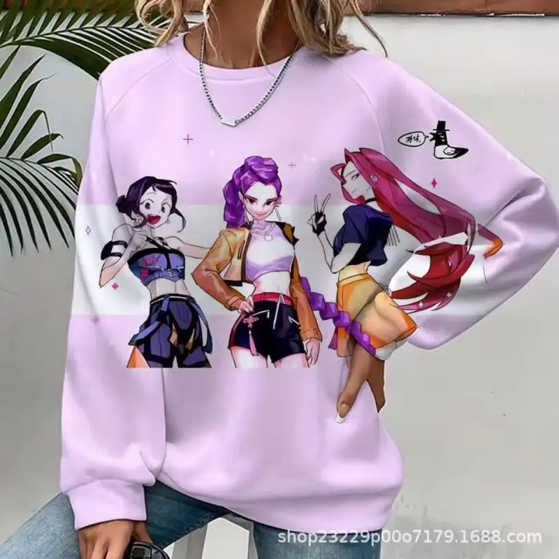 

Anime Cartoon Kpop Demon Hunters Rumi Mira Zoey Hoodie Creative New 3D Printed Top Fashion Casual Round Neck Hoodie Girl Gifts